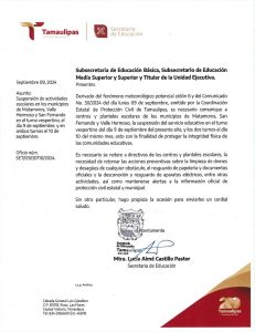 Suspenden clases por TT Francine en varios municipios