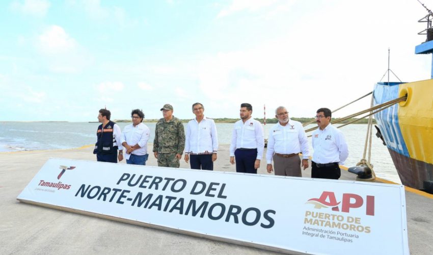 SUPERVISA GOBERNADOR AVANCES DEL PUERTO DEL NORTE EN MATAMOROS