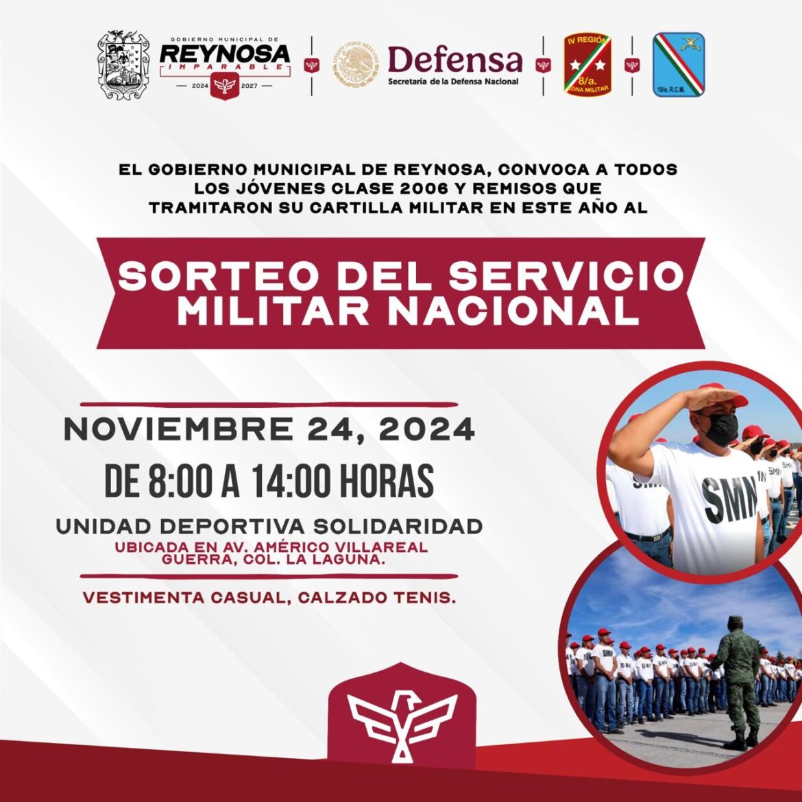 Invita Gobierno de Reynosa a Sorteo de Conscriptos del Servicio Militar Nacional