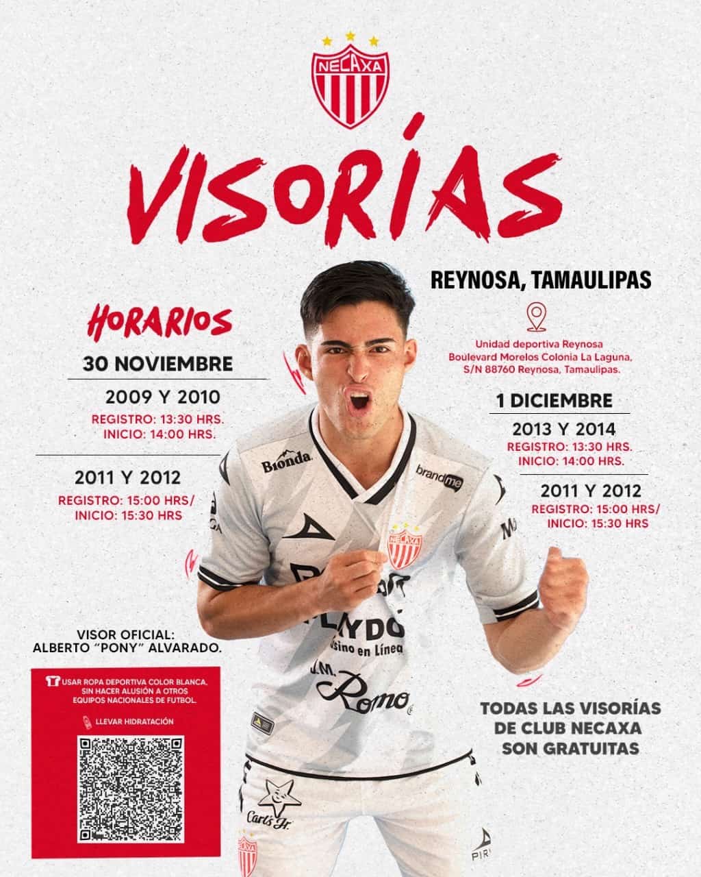 Invita el Gobierno de Reynosa a las visorías del Club Necaxa