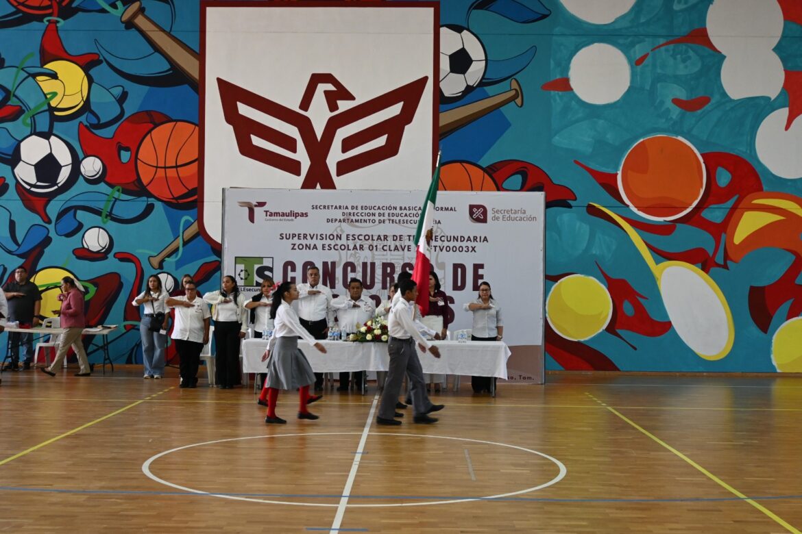 Se realizó en el Polideportivo Reynosa concurso de escoltas de Telesecundarias