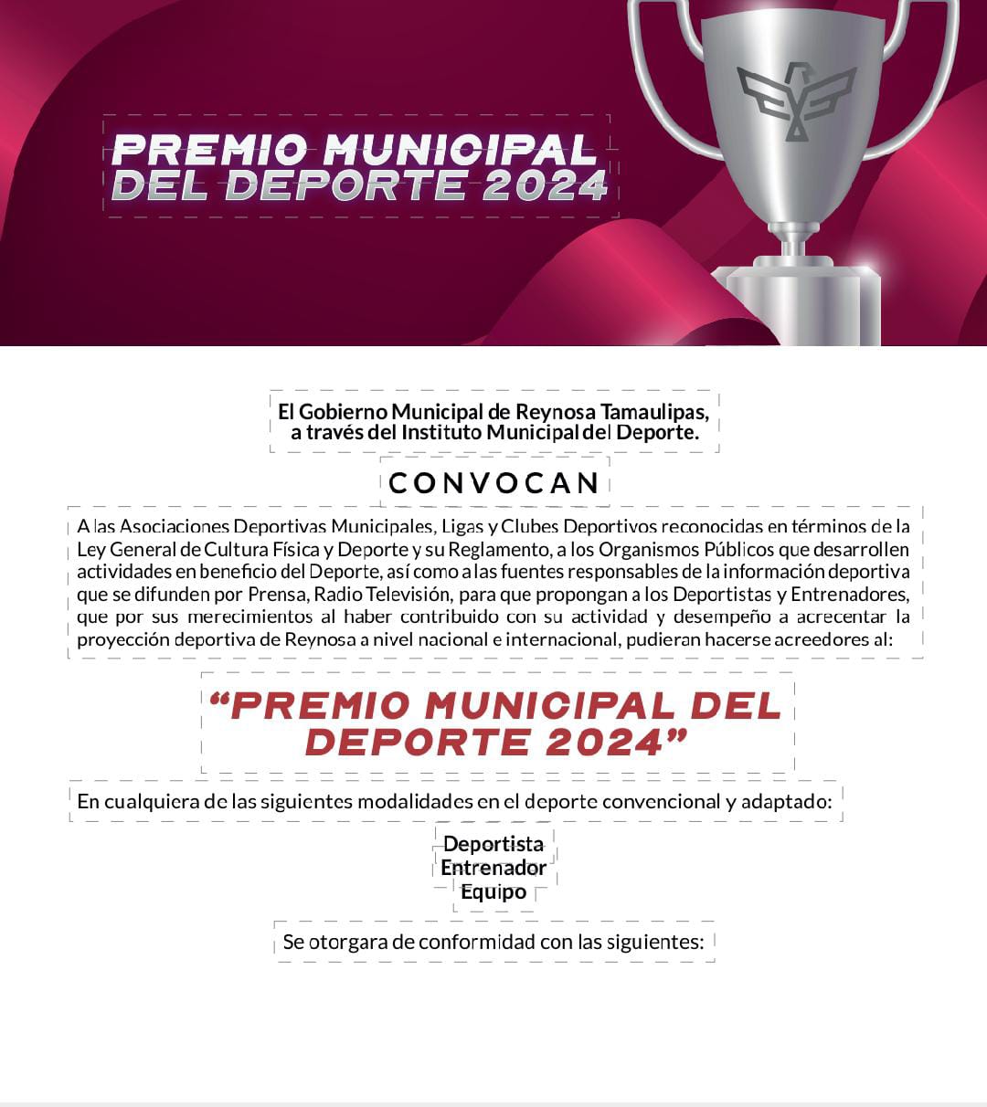 Premiará Ayuntamiento de Reynosa a la Excelencia Deportiva